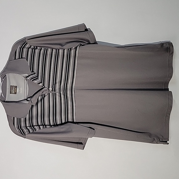 Greg Norman for Tasso Elba Men's Gray/Black Stripes Golf Polo, Size Large - Picture 1 of 6